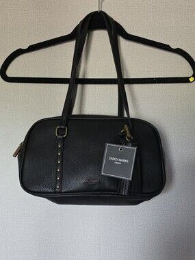Darcy Marks Black Pebbled Leather Shoulder Bag with Tassel